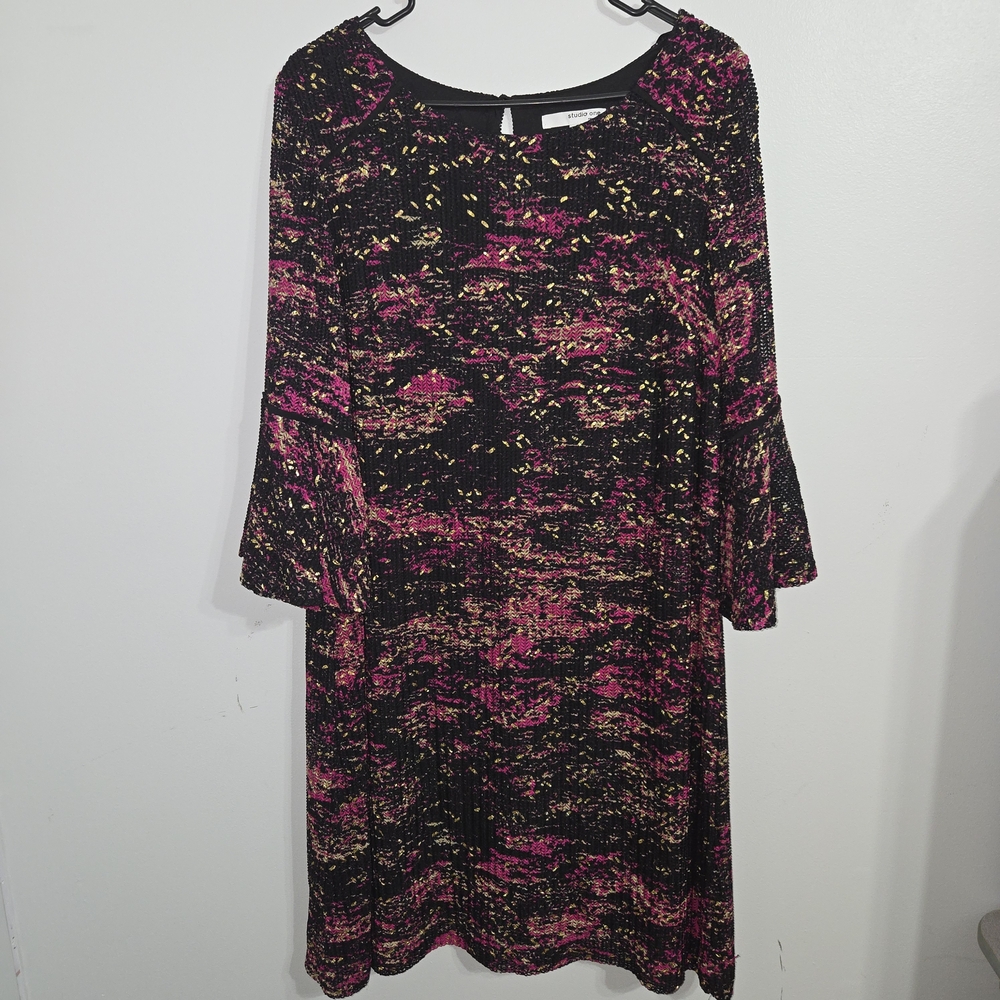 M#4 Studio One Elegant Black and Pink Women's Dress Size 14W